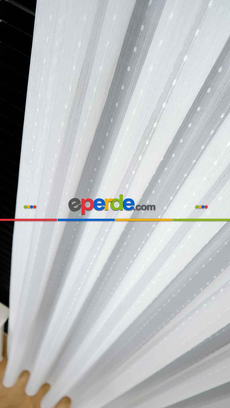 Nokta Tasarım Dokulu Zarif Çizgili Tül Perde Mars