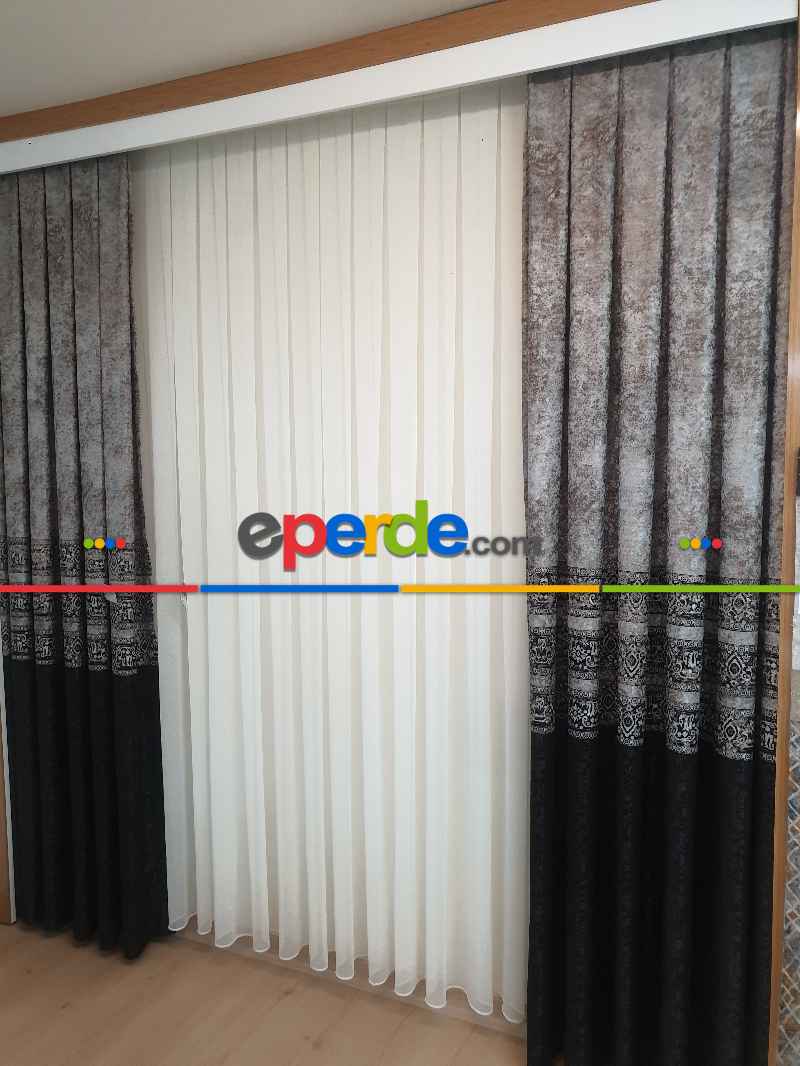 Brillant Fon Perde Fabric Model Siyah Renk Tasarım Fon Yan Kanat Perdesi