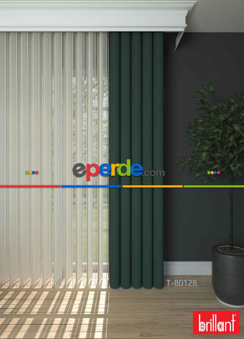 Brillant Akıllı Tül Perde Yeşil Renkli Tül Dikey Zebra Perde Düz 1. Kalite