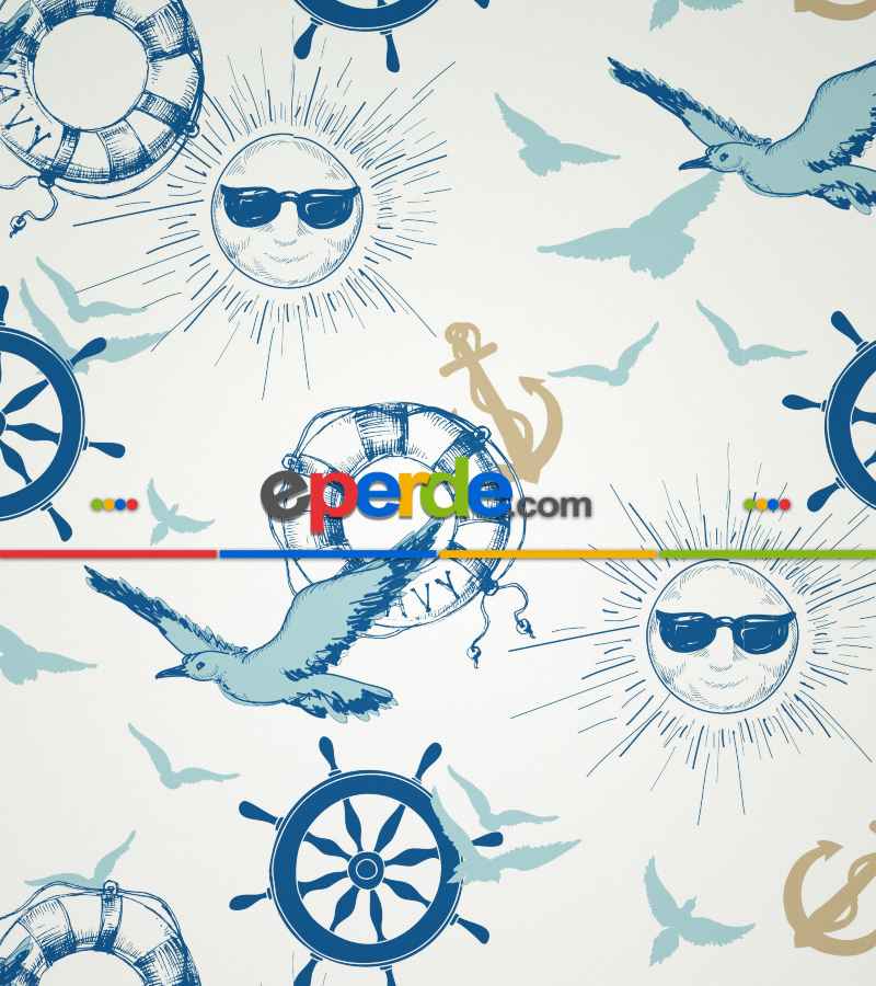 Çocuk Odası Stor Perde - Denizci Desenli Baskılı Stor Perde- Çok Renkli