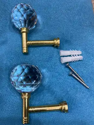 Gold Kristal Taşlı Camlı Parlak Pipo Renso Fon Perde Bağlama Aparatı 2 Adet