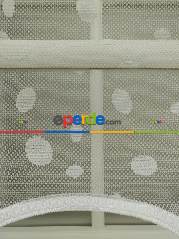 Yatak Odası - Jakar Örme Tül- Ekru Çiftli Sistem Dantel Desenli Perde- Ekru