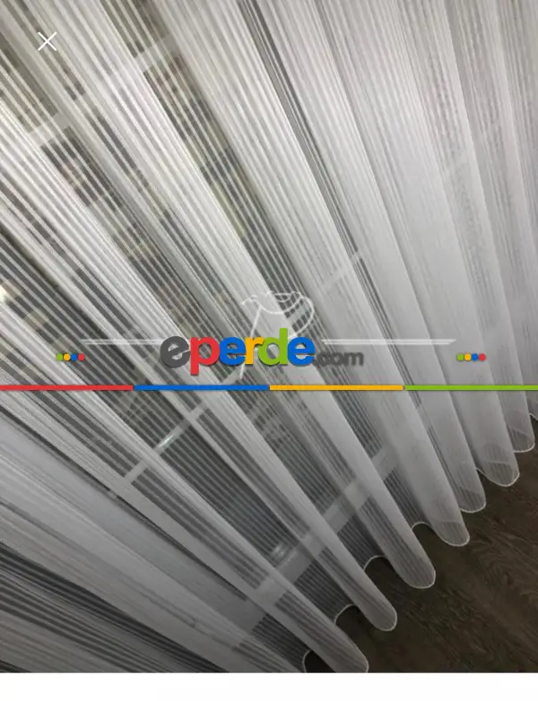 Salon - Brillant Düz Çizgili Ağır Gramajlı Lüx Tül Perde