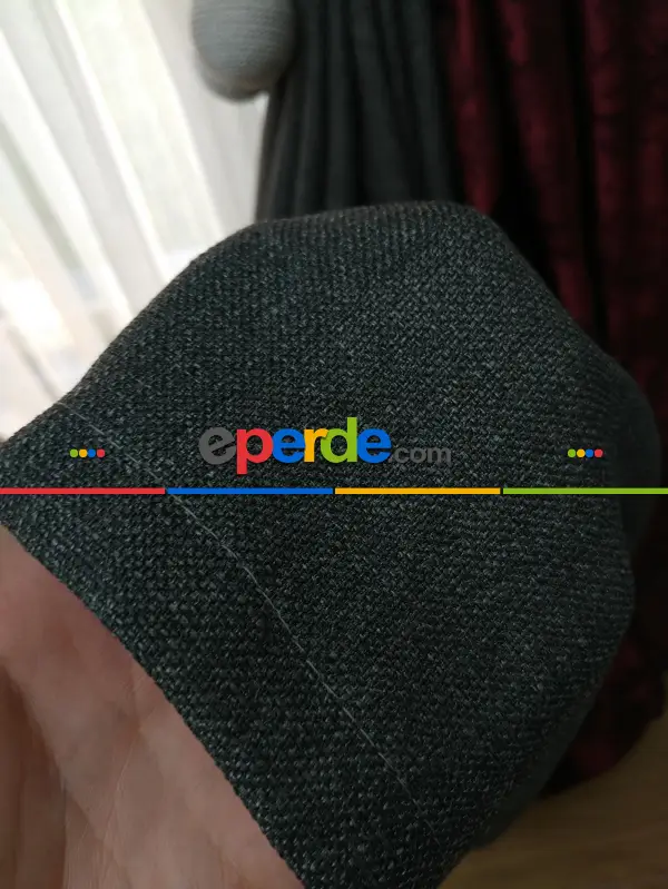 Gri Bordo Renk Kombinli Desenli Fon Perde- Gri-füme-antrasit-bordo