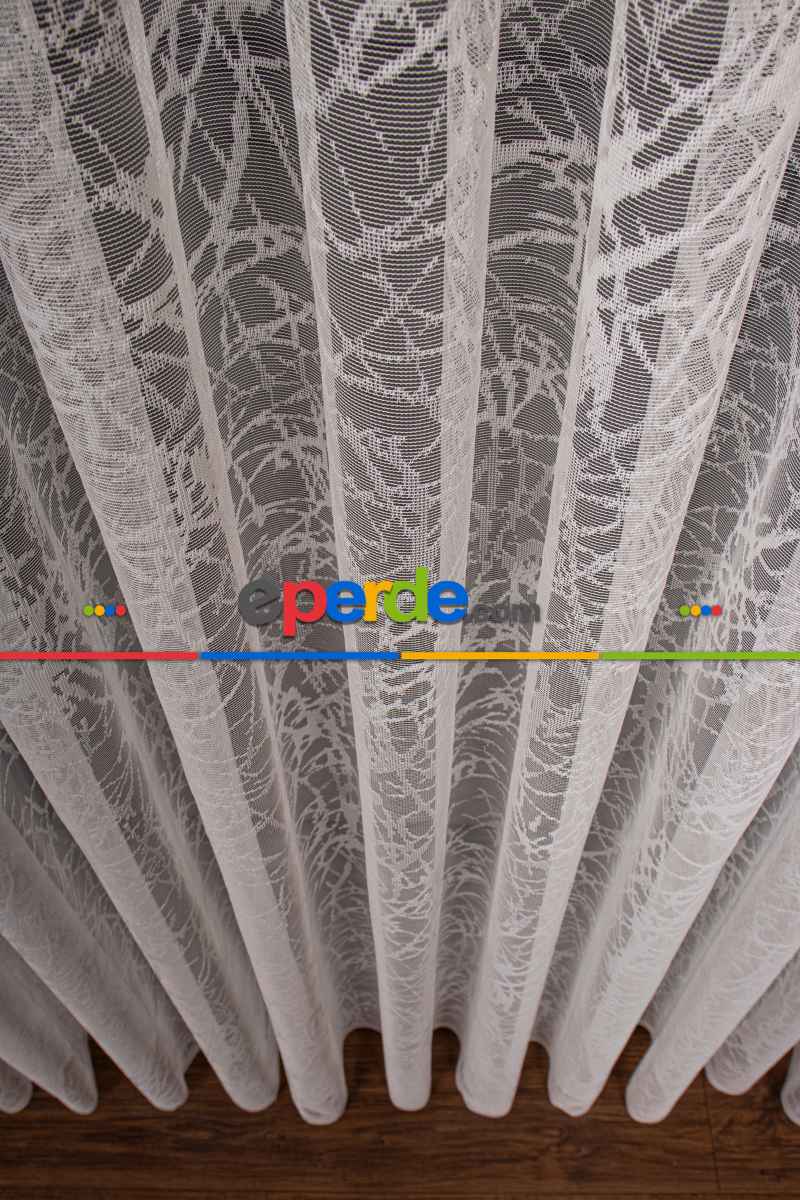 Mutfak Tül Modelleri - Cam Kırığı Desen Örme Tül Perde 1207
