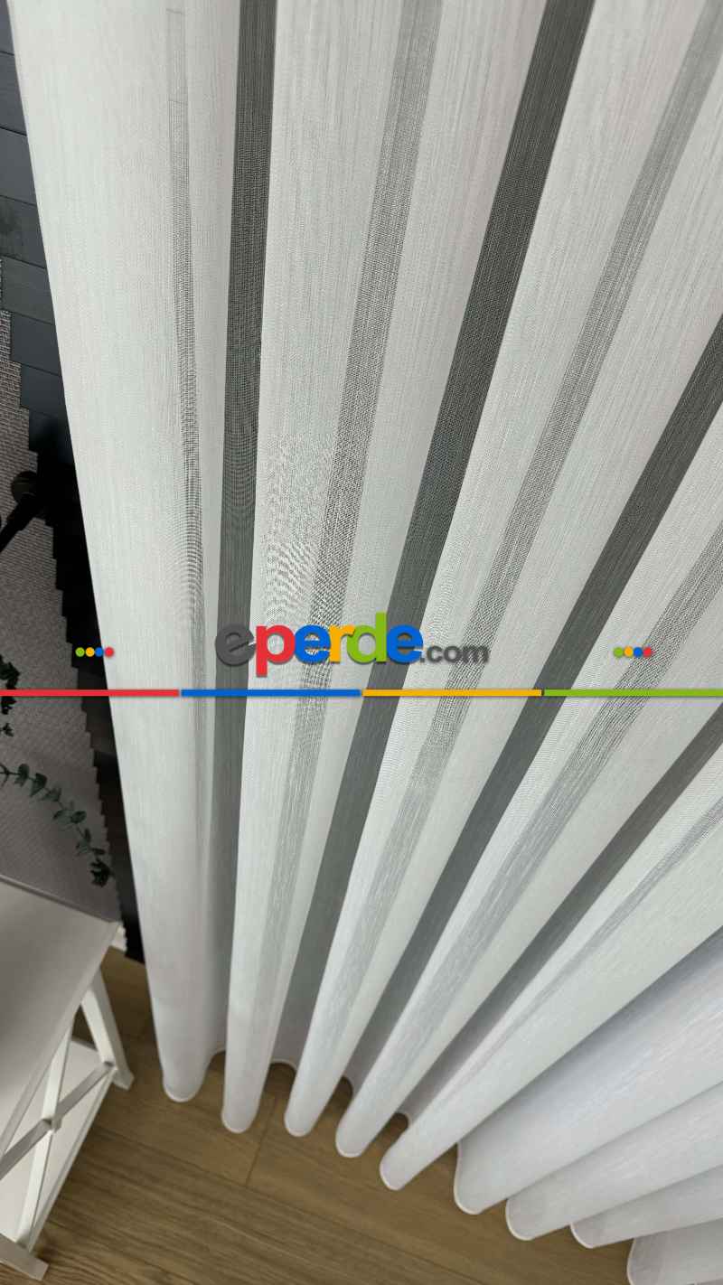 Yeni Sezon Vakko Bambu Dökümlü Düz Tül Perde