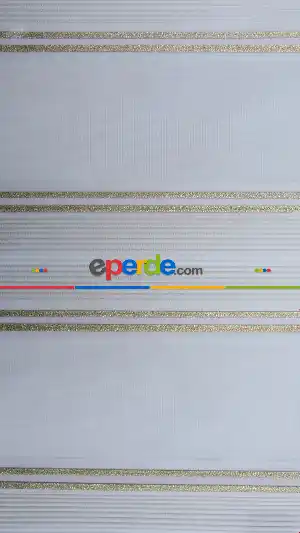 Pliseli Zebra Perde Altın Sim Şeritli- Beyaz