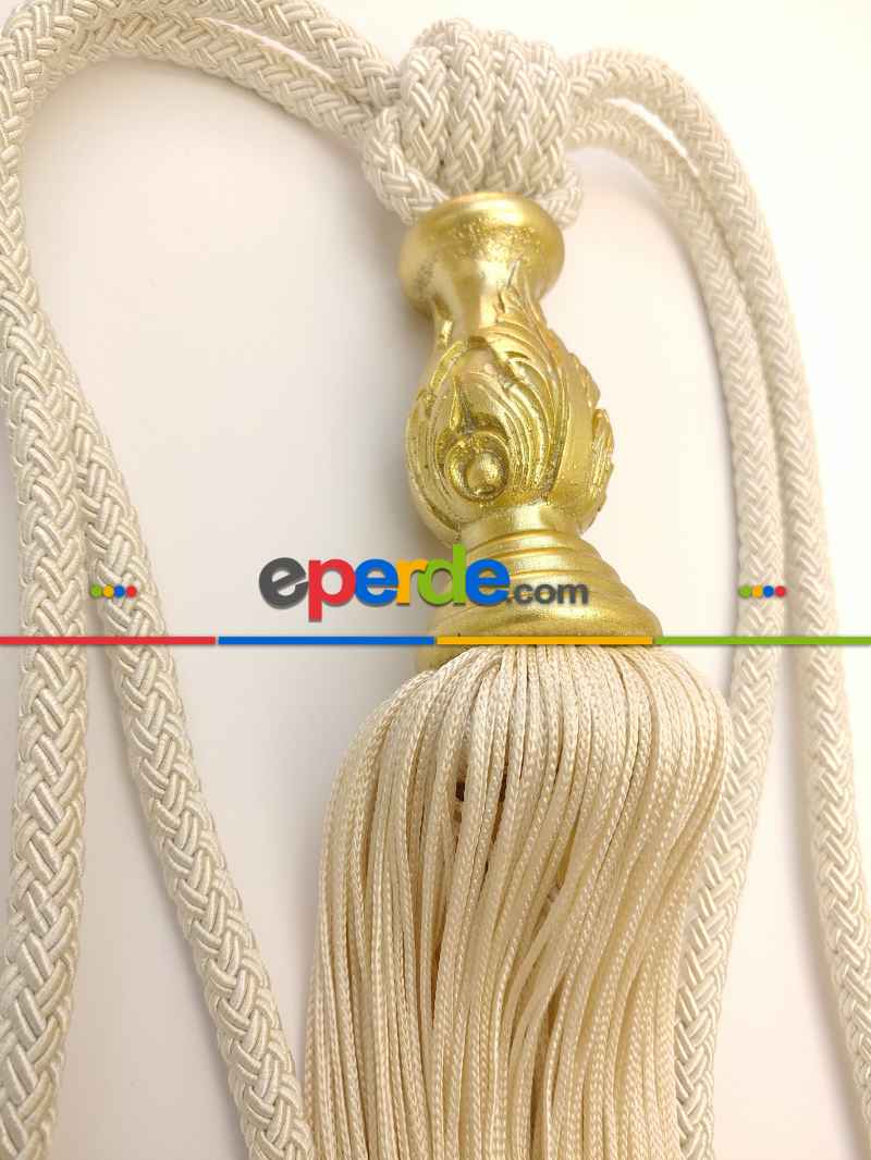 Krem Braçol Perde Bağı- Krem