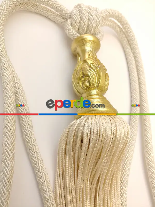 Krem Braçol Perde Bağı- Krem