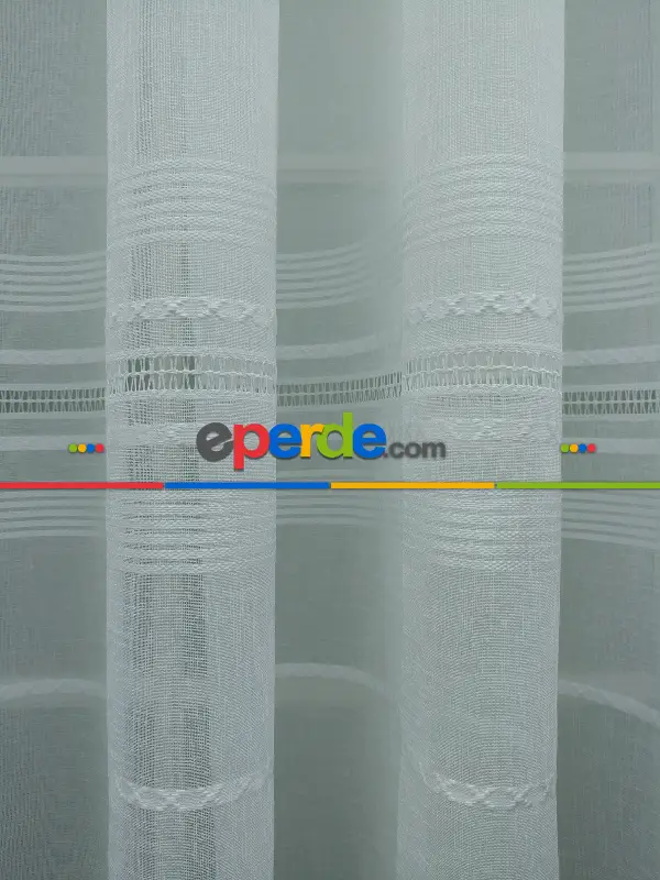 Salon Tül - Ekru ( Beyaza Yakın ) - Keten Tül Perde- Ekru