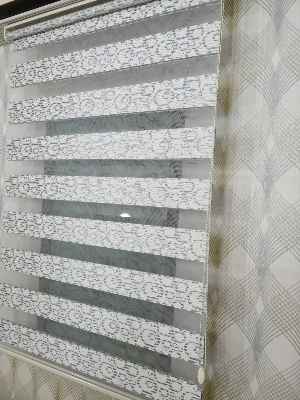 Jakarlı Zebra Perde Bdz-20- Beyaz-gümüş Simli