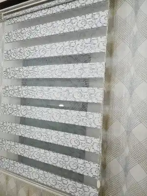 Jakarlı Zebra Perde Bdz-20- Beyaz-gümüş Simli