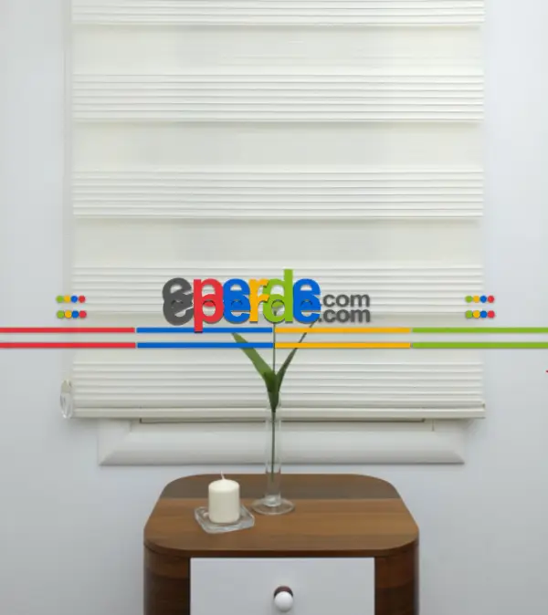 Salon Zebra Perde - Geniş Krem Plise Zebra Perde- Krem