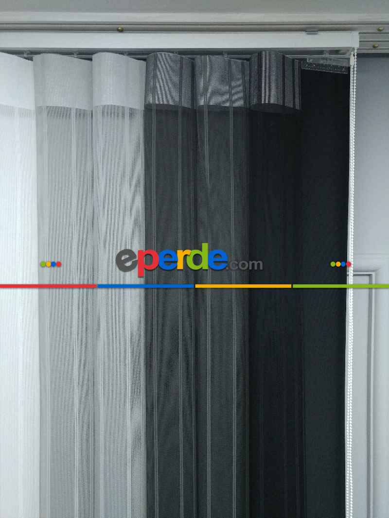 Yatak Odası - Lens Akıllı Dikey Tül Perde 111- Siyah-beyaz-gümüş-antrasit