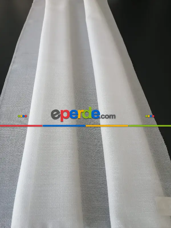 Salon - Anon Buzlu Zemin Tül Perde - Ekru