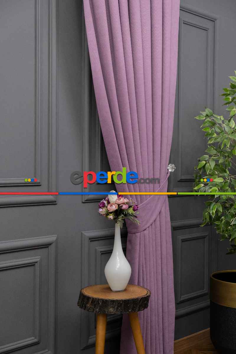 Koyu Lila Düz Fon Perde En Dökümlü Fon Perde