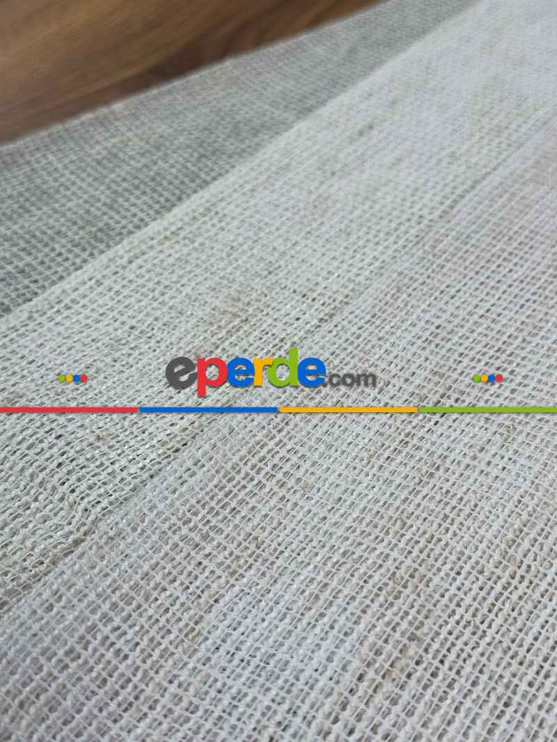 Simli Özel İplik Doğal Doku Düz Tül Perde - Özel Dokuma Ağır Gramajlı Premium