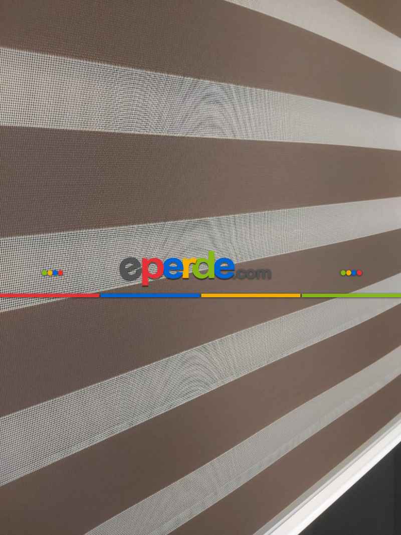 Brillant Koyu Kahve Zebra Perde- Kahve Koyu