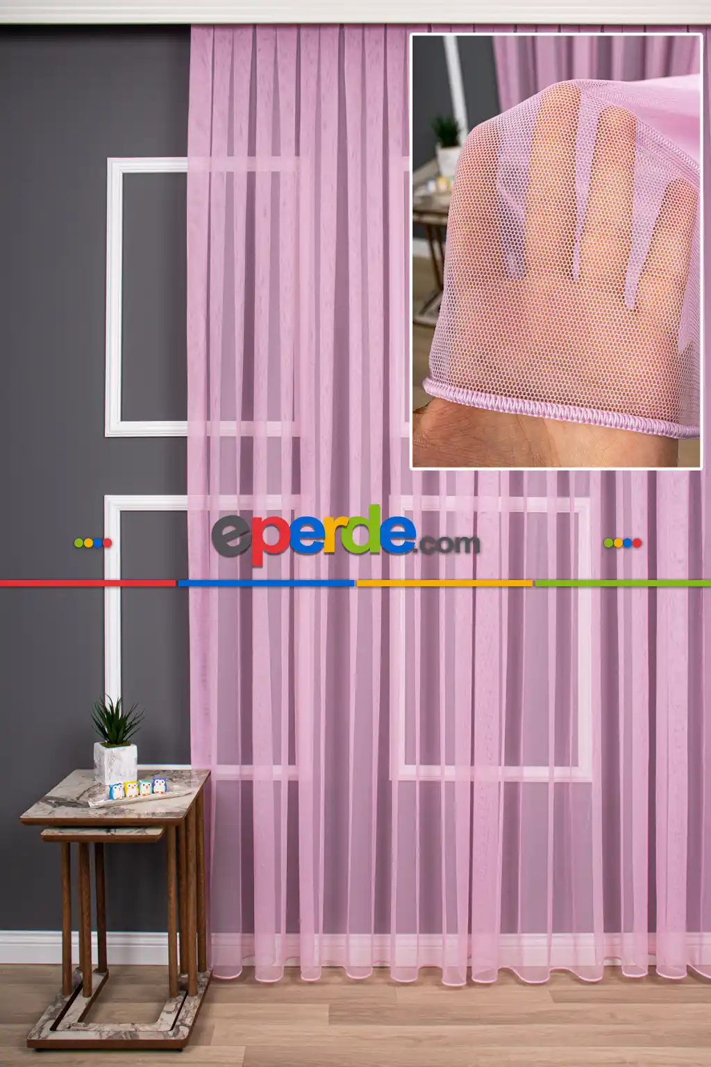 Grek Pembe Renk Düz Tül Perde Pa 7068 - Kurşunlu Tül