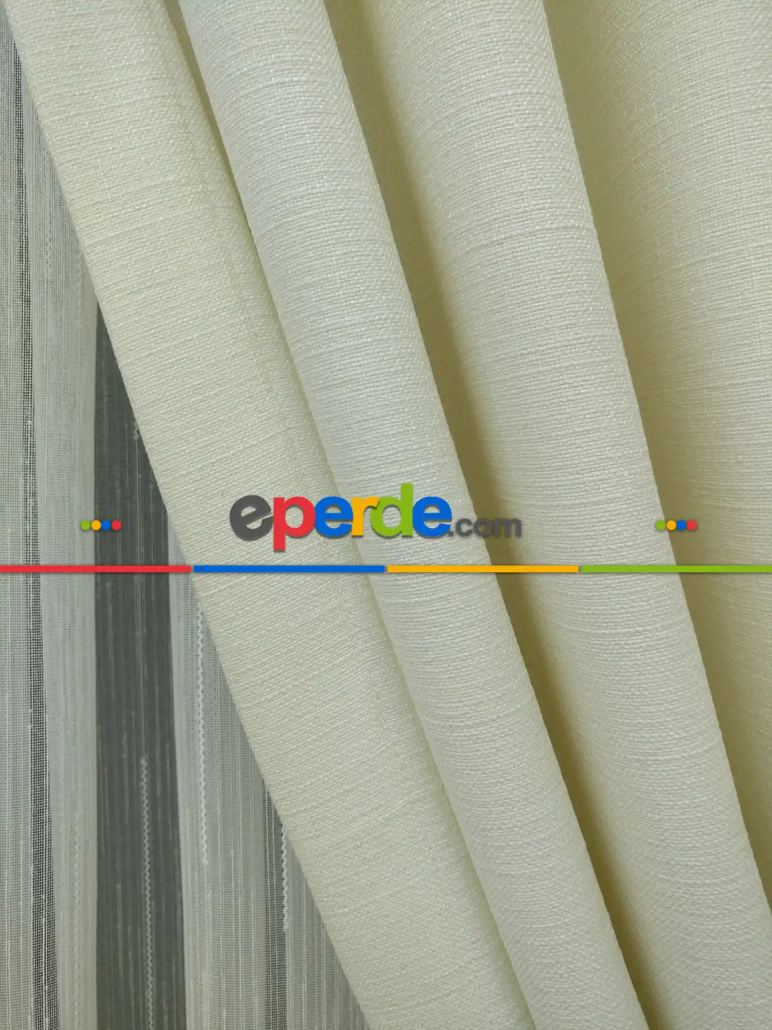 Salon Fon Perde - Keten Bej Renk Düz Fon Perde- Bej