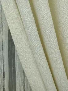 Keten Bej Renk Düz Fon Perde- Bej