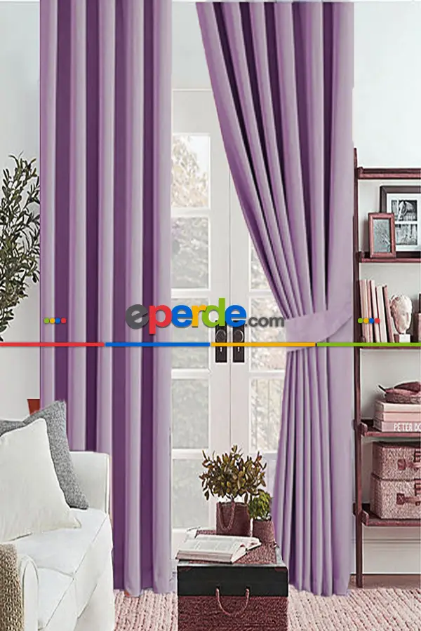 Yatak Odası - Lila Renk Koyu Karartma Blackout Güneşlik Fon Kalın Perde