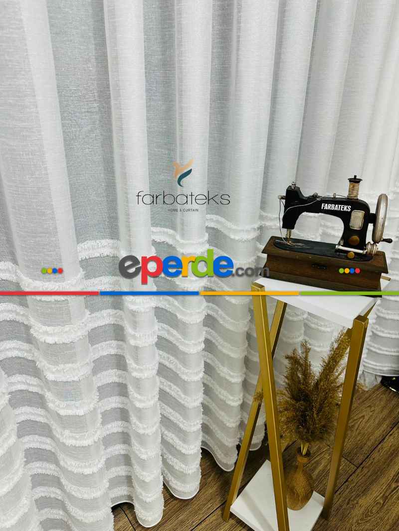 Puf Puf Ponponlu Saçaklı Tül Perde