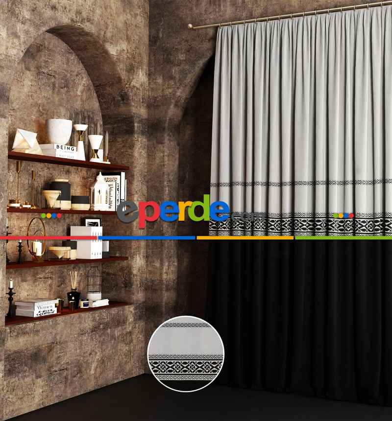 Taç Marka, Siyah Gri Klasik Bordorlü Çift Renk Pano Fon Perde, Adet Fiyatıdır, İstediğiniz Boy Ölçüsünde Dikilir, Eni 70 İla 100cm Arası Seçenekler, Sık Piledir 70cm X 290cm 