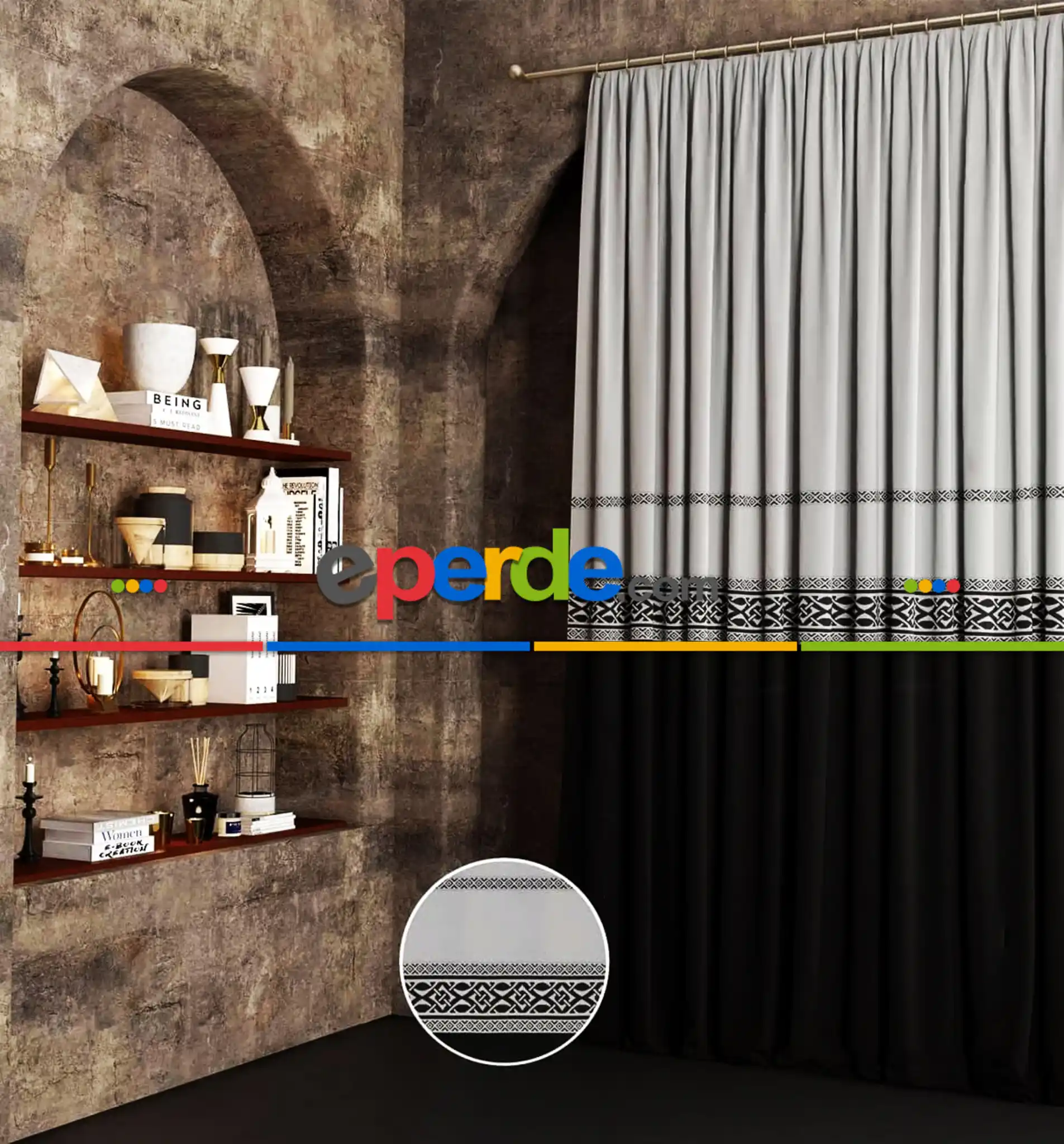 Taç Marka, Siyah Gri Klasik Bordorlü Çift Renk Pano Fon Perde, Adet Fiyatıdır, İstediğiniz Boy Ölçüsünde Dikilir, Eni 70 İla 100cm Arası Seçenekler, Sık Piledir 70cm X 290cm 