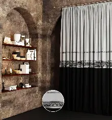 Salon Fon Perde - Taç Marka, Siyah Gri Klasik Bordorlü Çift Renk Pano Fon Perde, Adet Fiyatıdır, İstediğiniz Boy Ölçüsünde Dikilir, Eni 70 ila 100cm Arası Seçenekler, Sık Piledir 70cm X 290cm 