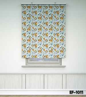 Kaptan Köpekçik Baskılı Stor Perde- Mavi-beyaz-kahve