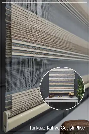Gri, Krem, Kahve Tonlarında Zebra Perde - Geçişli Mikro Pileli Zebra Perde - Kalın Bambu Doku