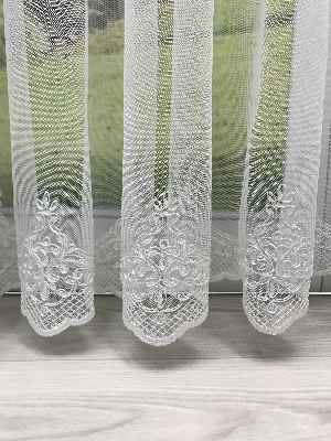 Ekru Fransız Dantel Etek Ucu Güpür İşlemeli Salon Perdesi 2021- Ekru