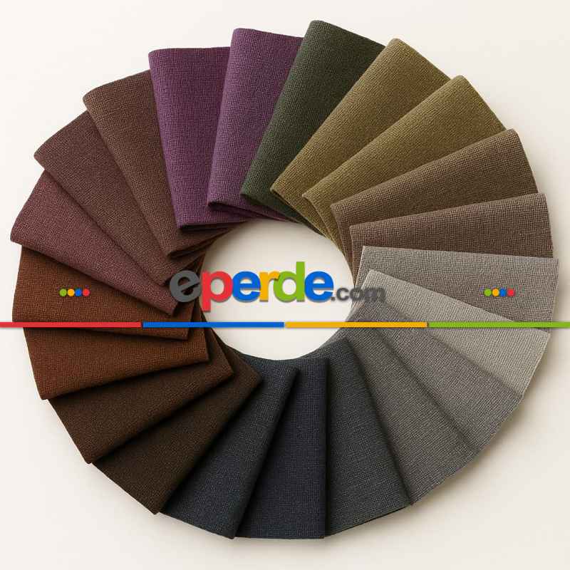 Katlamalı Tül Perde – Kahverengi Kalın Keten Dokulu Mekanizmalı Perde