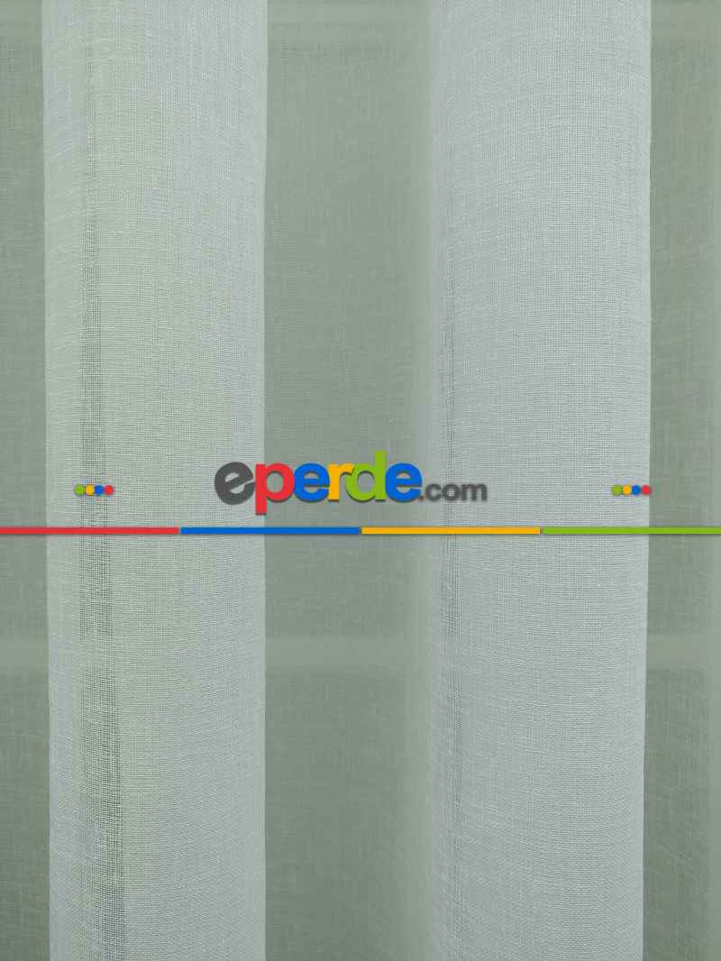 Mutfak - Krem - Keten Tül Perde- Krem Açık