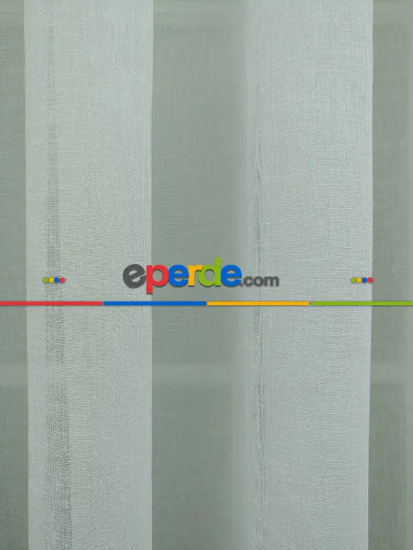 Salon Tül Perde - Koyu Krem - Keten Tül Perde- Krem Açık