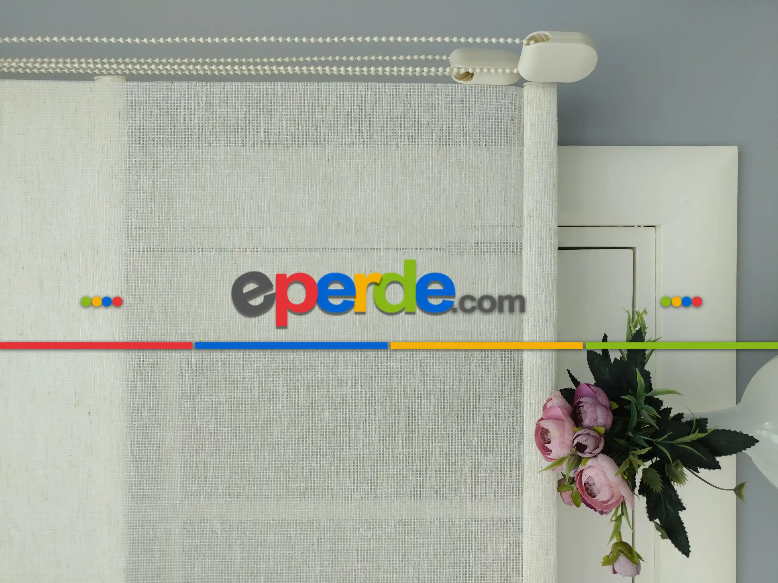 Çiftli Sistem Naturel Keten Tül Stor- Bej