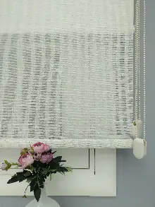 Çiftli Sistem Naturel Keten Tül Stor- Bej