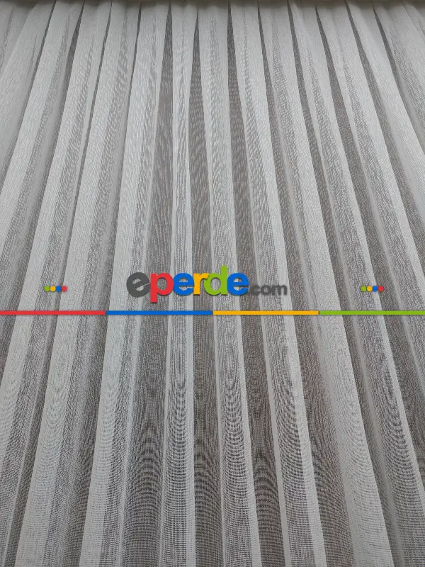 Etek Ucu Damask Dantel Tül Perde & Kruvaze Perde- Ekru