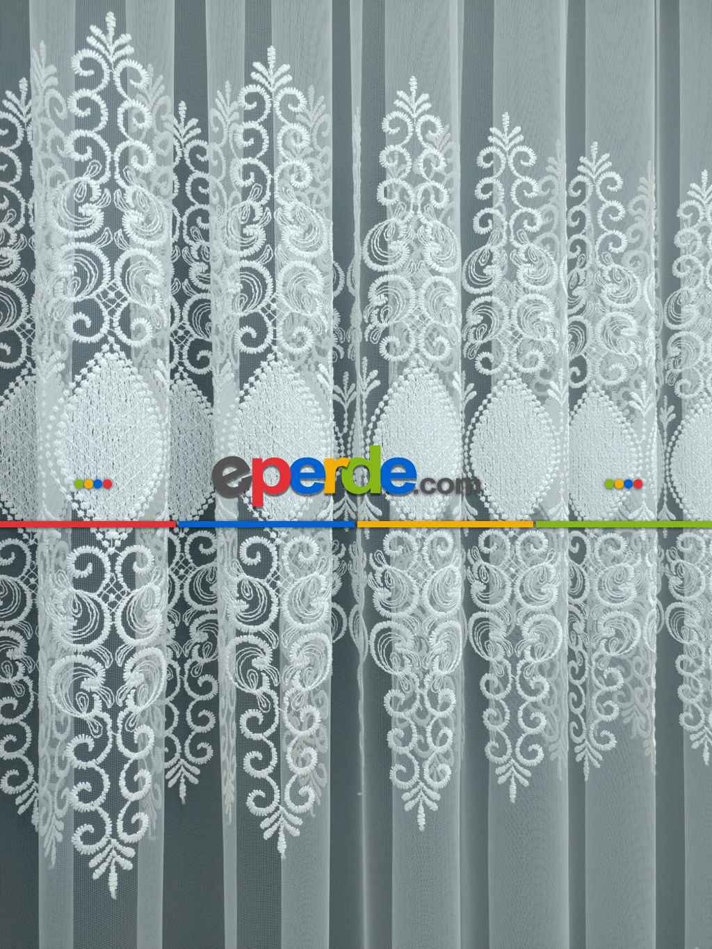 Brode İşlemeli Tül Perde Özel Seri Elit 103- Ekru