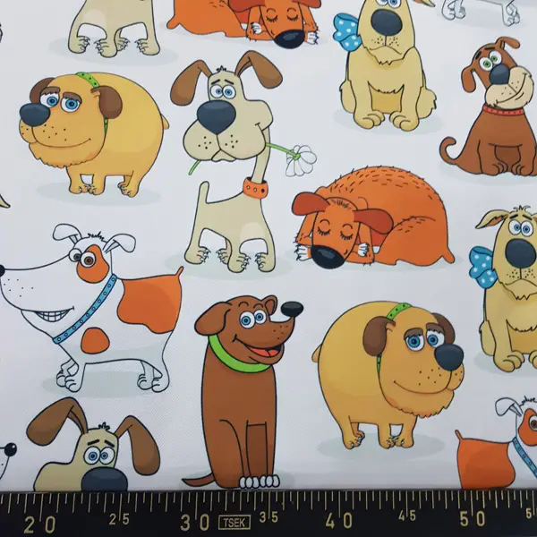 Köpek Desenli Fon Perde Evm618 Kumaşı Kalındır Duck Bezi Değildir- Siyah-Mavi-Kahverengi-Beyaz