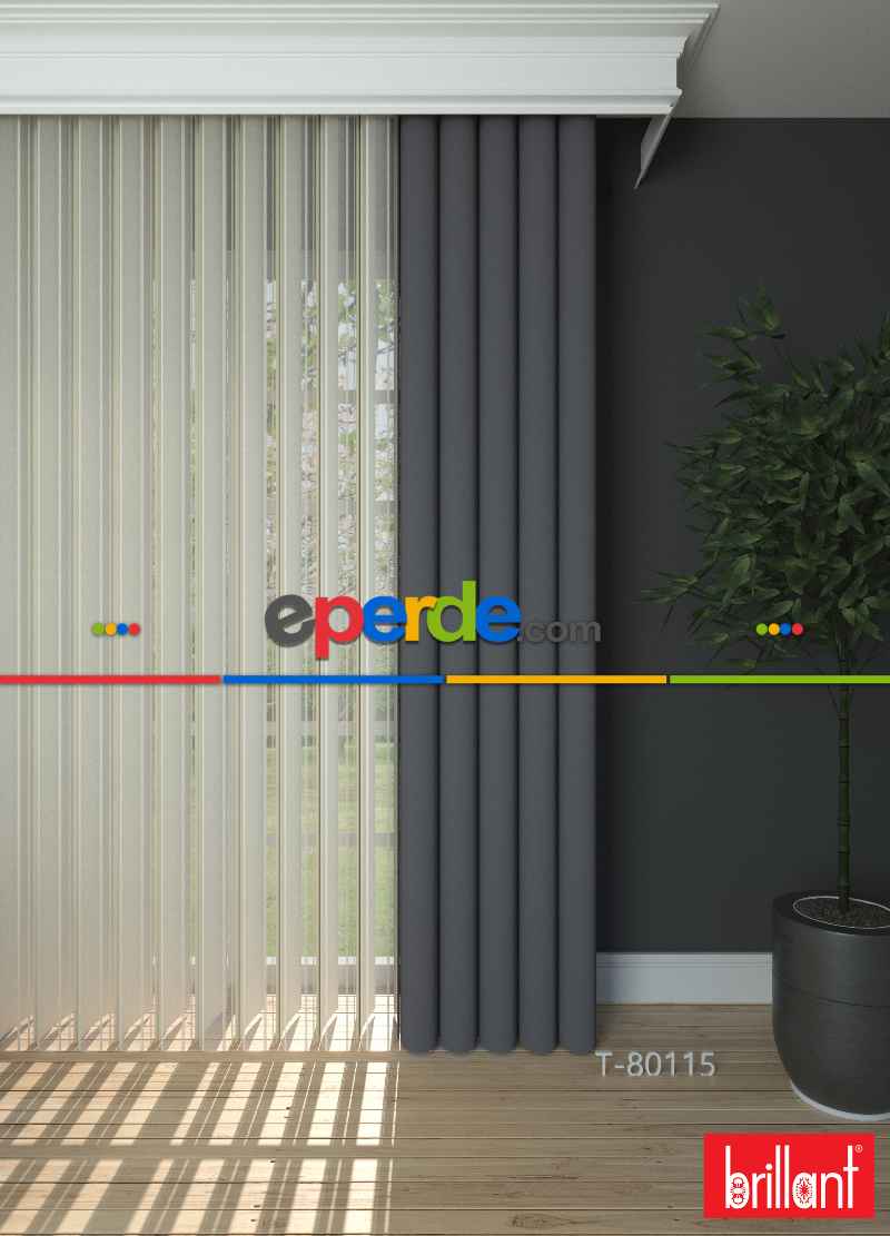 Brillant Akıllı Tül Perde Füme Renkli Tül Dikey Zebra Perde Düz 1. Kalite