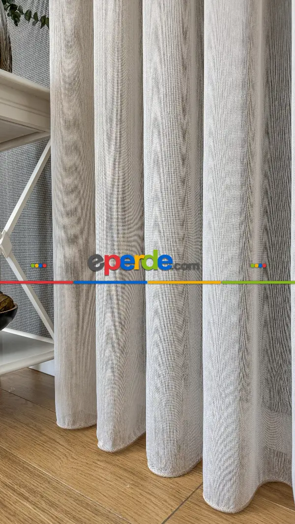 Mutfak Tül Krem Keten Düz Tül Perde - Ağır Gramajlı Premium
