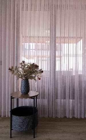 Çocuk Odası - Naturel Keten Tül - Pudra Pembe