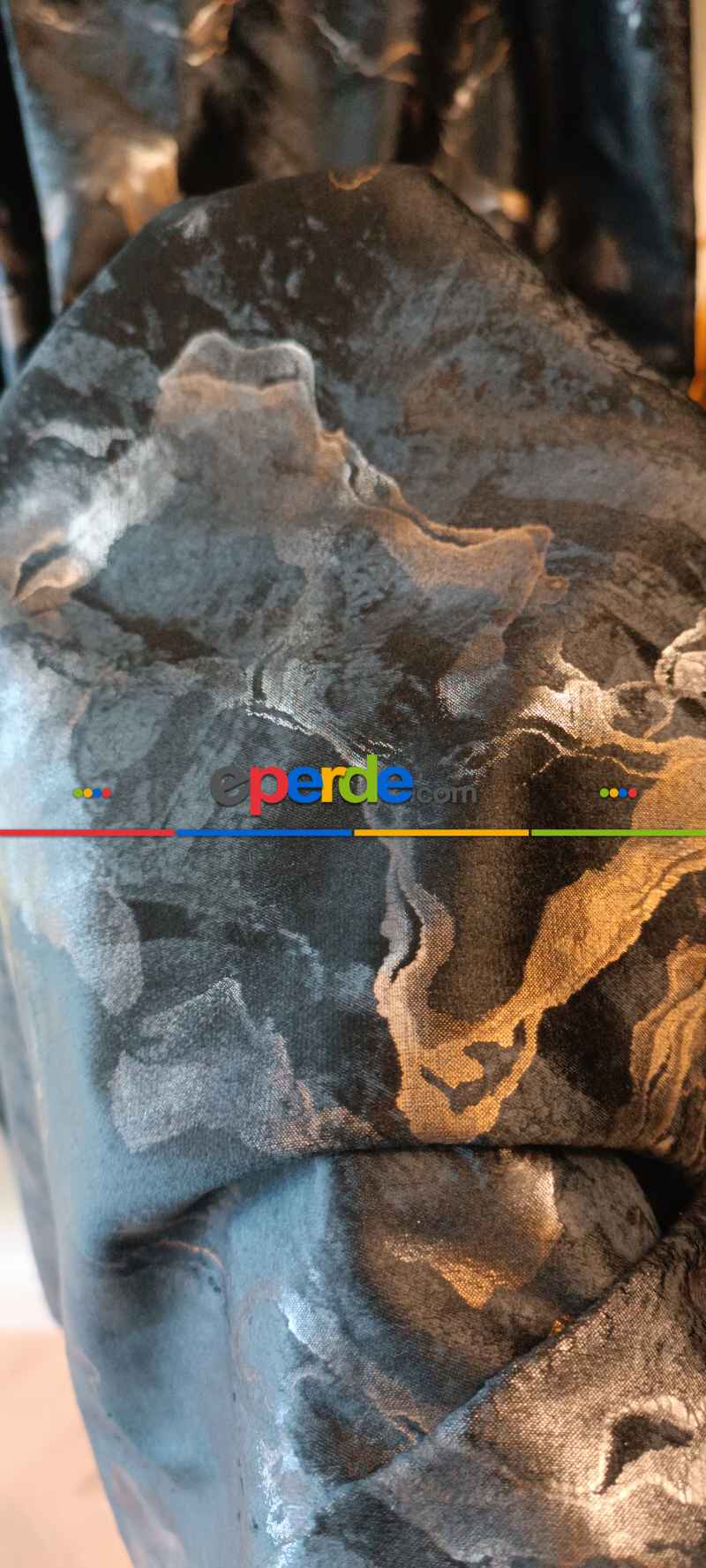 Oturma Odası - Modern Mermer Desenli Fon Perde İthal Kadife