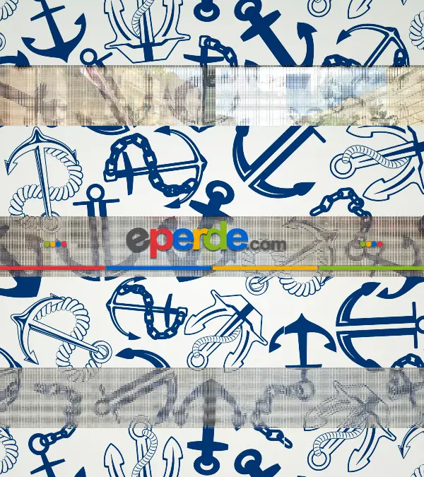 Bebek Odası Zebra Perde - Çapa Baskılı Zebra Perde- Mavi-Beyaz