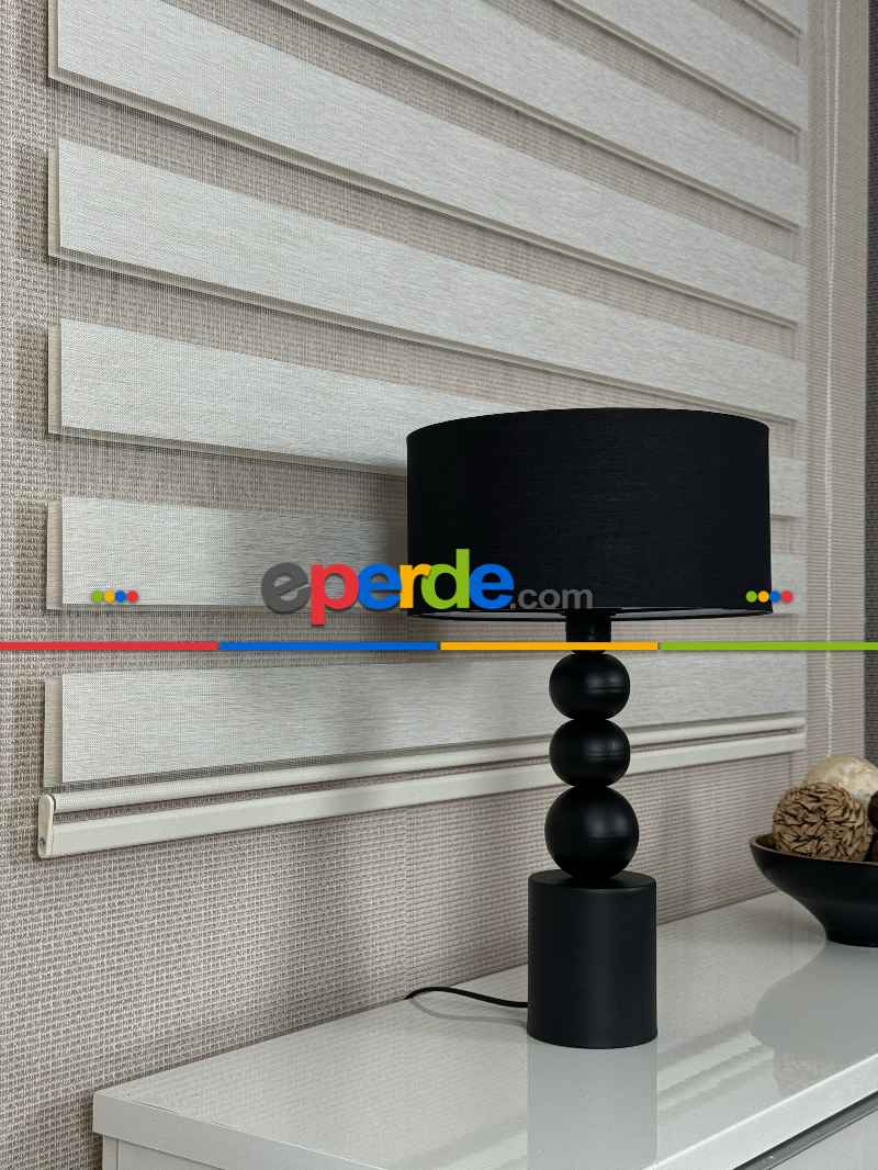 Salon Krem Bambu Zebra Perde, Standart Metal Kasalı Yüksek Kalite Kornişe Kolay Montaj Seçenekli