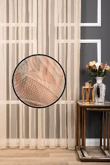 Bebek Odası Tül Perde - Grek Tül Perde, 1. Kalite, Ütü İstemez - Kurşunlu Tül - Şampanya Rengi