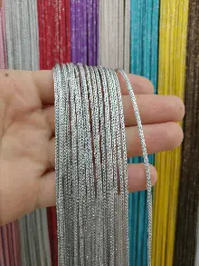 Mutfak İp Perde - Gri Rengi İp Perde Kalın Zincir Simli Serisi- Gri-füme-antrasit-gümüş