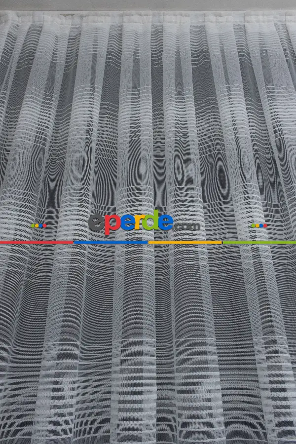 Mutfak - Yatay Bantlı Yeni Sezon Tül Perde
